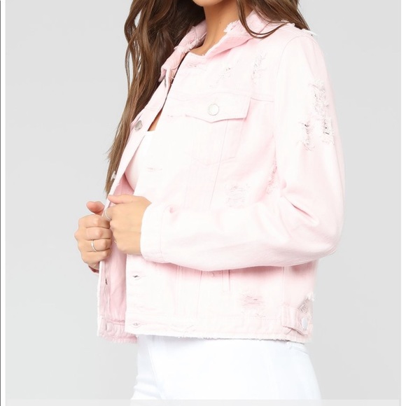 Pink Distressed Denim Jacket - Picture 4 of 7